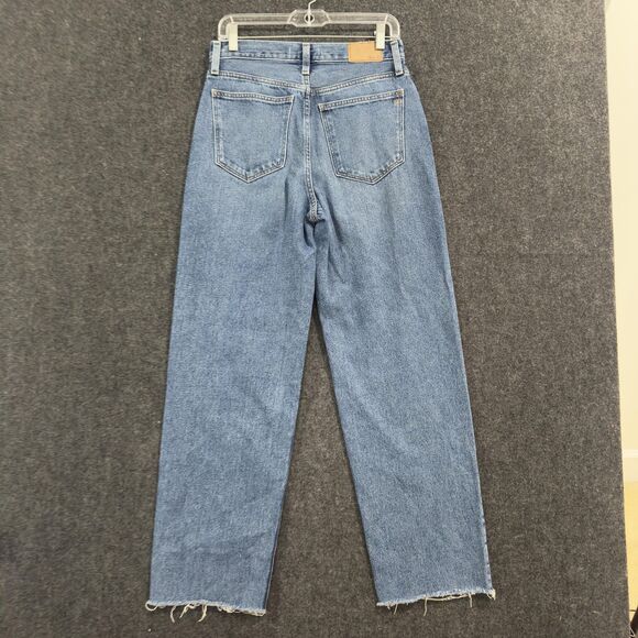 Madewell Jeans Women's 26 Blue Baggy Straight High Rise Raw Hem Denim - Picture 8 of 10